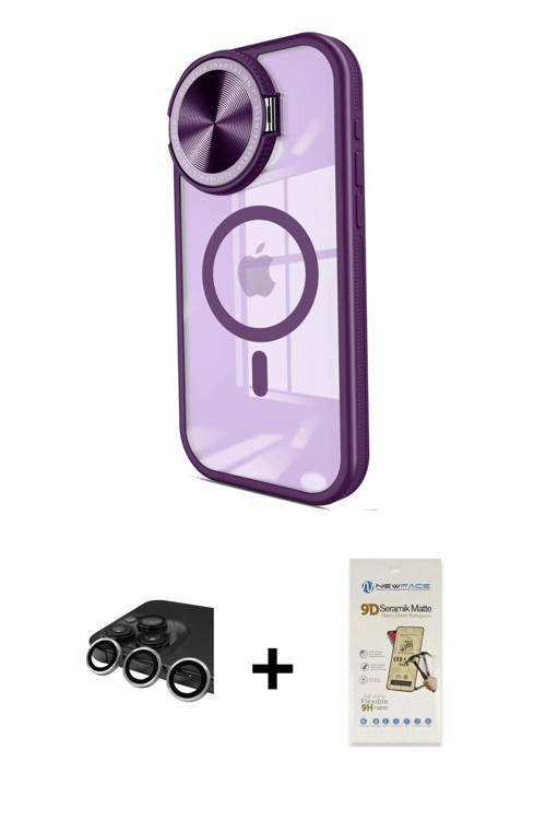ieg™ iPhone 14 Pro Max Kılıf Kıvılcım Modern Koleksiyonu - Siyah Mat Seramik Nano Ekran Koruyucu + G