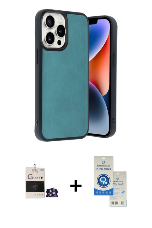 ieg™ iPhone 14 Pro Max Kılıf Kıvılcım Işık Serisi - Şeffaf Royal Nano Ekran Koruyucu + Gümüş Bilvis