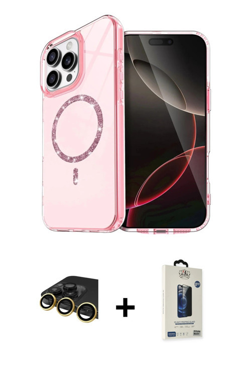 ieg™ iPhone 14 Pro Max Kılıf Kıvılcım Form Prime - Siyah Bilvis Hayalet Cam Ekran Koruyucu + Gold Ra