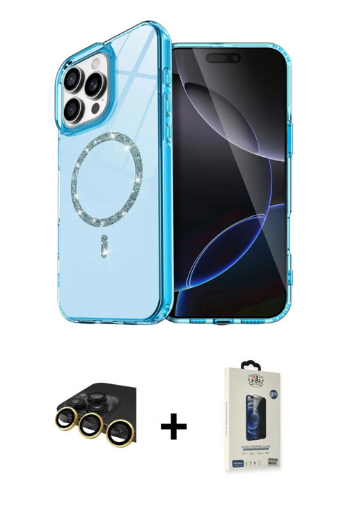 ieg™ iPhone 14 Pro Max Kılıf Kıvılcım Form Prime - Siyah Bilvis Hayalet Cam Ekran Koruyucu + Gold Ra