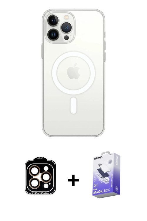 ieg™ iPhone 14 Pro Max Kılıf Kutup Klasik Serisi - Siyah Bilvis 5in1 5D Magic Hayalet Cam Ekran Koru