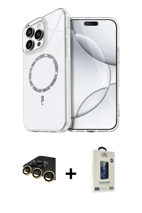 ieg™ iPhone 14 Pro Max Kılıf Kıvılcım Form Prime - Siyah Bilvis Hayalet Cam Ekran Koruyucu + Gold Ra