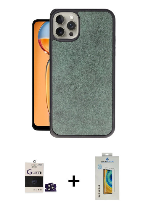 ieg™ iPhone 14 Pro Max Kılıf Kıvılcım Işık Serisi - Siyah Polymer Nano Ekran Koruyucu + Derin Mor Bi