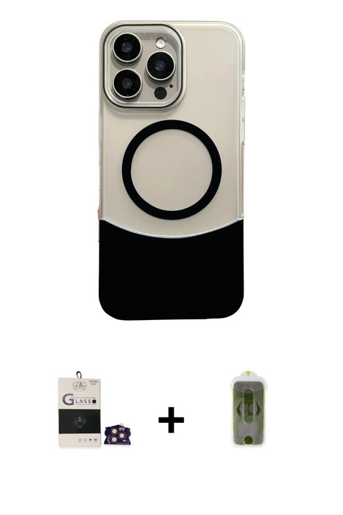 ieg™ iPhone 14 Pro Max Kılıf Kozmos Form Özel Seri - Siyah Joko Magic 5D Hayalet Cam + Gold Bilvis T