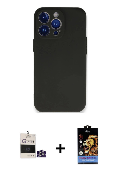 ieg™ iPhone 14 Pro Max Kılıf Kozmos Yansıma Özel Seri - Siyah Buffer Hayalet Cam Ekran Koruyucu + Gü