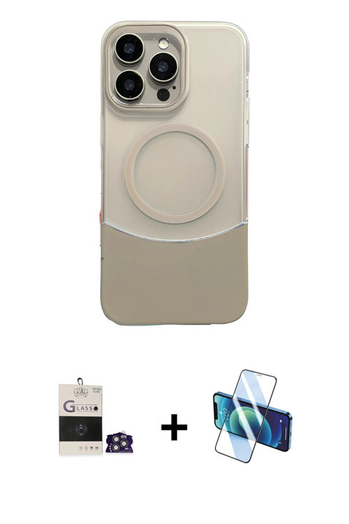 ieg™ iPhone 14 Pro Max Kılıf Kozmos Form Özel Seri - Siyah 3D Antistatik Cam Ekran Koruyucu + Gümüş