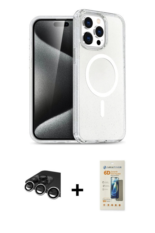 ieg™ iPhone 14 Pro Max Kılıf Nova Asil Prime - Siyah 6D Mat Seramik Hayalet Nano Ekran Koruyucu + Gü