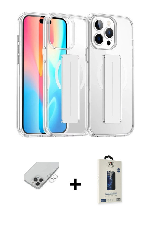 ieg™ iPhone 14 Pro Max Kılıf Nova Işık Koleksiyonu - Siyah Bilvis Hayalet Cam Ekran Koruyucu + Gümüş
