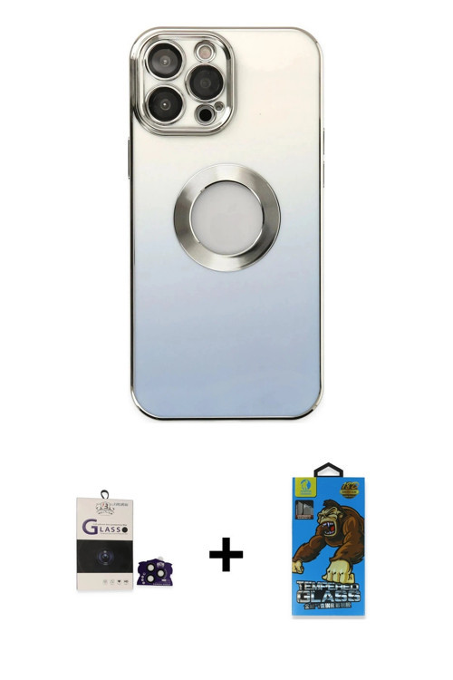 ieg™ iPhone 14 Pro Max Kılıf Kutup Yansıma Özel Seri - Siyah 18D Cam Ekran Koruyucu + Siyah Bilvis T