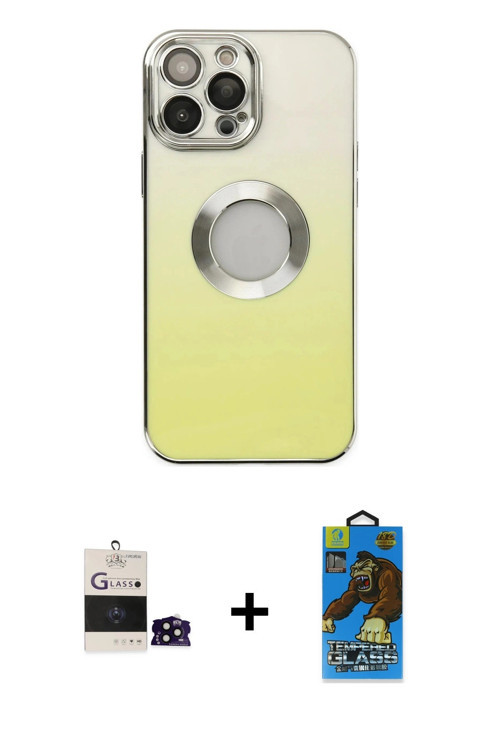 ieg™ iPhone 14 Pro Max Kılıf Kutup Yansıma Özel Seri - Siyah 18D Cam Ekran Koruyucu + Siyah Bilvis T