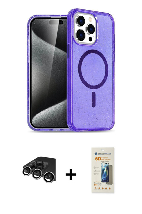 ieg™ iPhone 14 Pro Max Kılıf Nova Asil Prime - Siyah 6D Mat Seramik Hayalet Nano Ekran Koruyucu + Gü