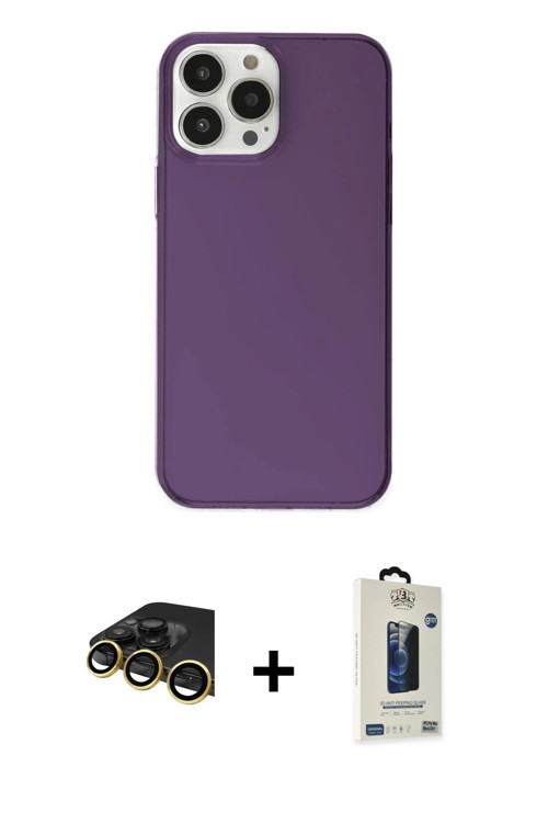 ieg™ iPhone 14 Pro Max Kılıf Kutup Doku Koleksiyonu - Siyah Bilvis Hayalet Cam Ekran Koruyucu + Gold