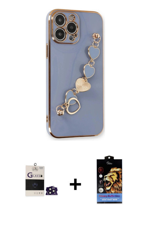 ieg™ iPhone 14 Pro Max Kılıf Nova Işık Prime - Siyah Buffer Hayalet Cam Ekran Koruyucu + Derin Mor B