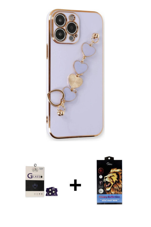 ieg™ iPhone 14 Pro Max Kılıf Nova Işık Prime - Siyah Buffer Hayalet Cam Ekran Koruyucu + Derin Mor B