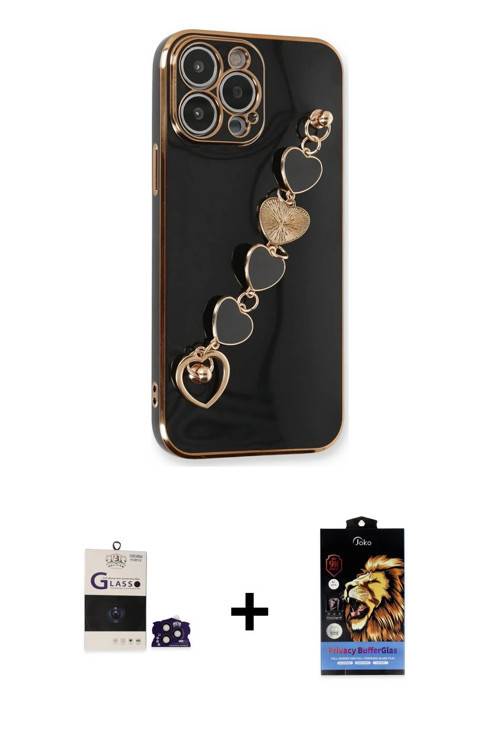 ieg™ iPhone 14 Pro Max Kılıf Nova Işık Prime - Siyah Buffer Hayalet Cam Ekran Koruyucu + Derin Mor B