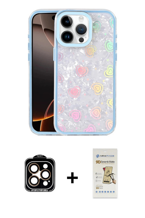 ieg™ iPhone 14 Pro Max Kılıf Odak Prime - Siyah Mat Seramik Nano Ekran Koruyucu + Turuncu PVD Metal