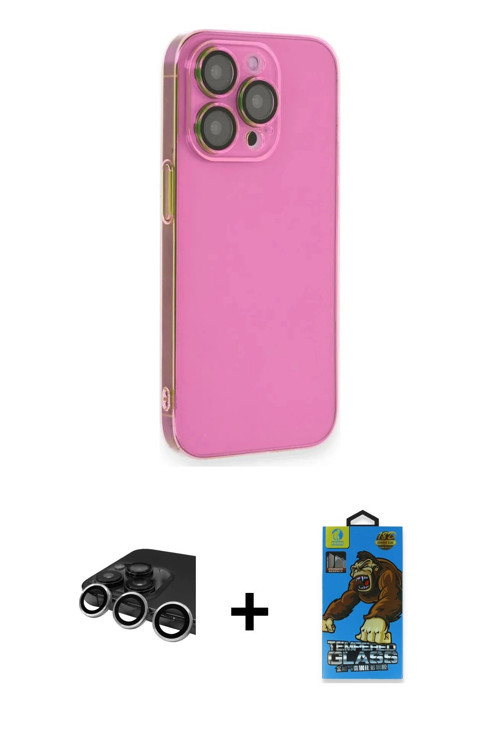 ieg™ iPhone 14 Pro Max Kılıf Siluet Minimal Özel Seri - Siyah 18D Cam Ekran Koruyucu + Gümüş Raze Me