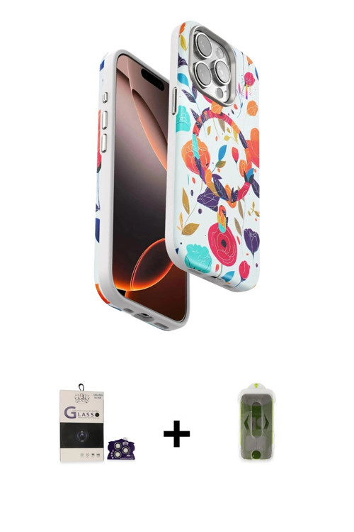 ieg™ iPhone 14 Pro Max Kılıf Siluet Doku - Siyah Joko Magic 5D Hayalet Cam + Gümüş Bilvis Titan Kame