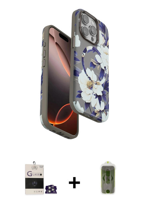 ieg™ iPhone 14 Pro Max Kılıf Siluet Doku - Siyah Joko Magic 5D Hayalet Cam + Gümüş Bilvis Titan Kame