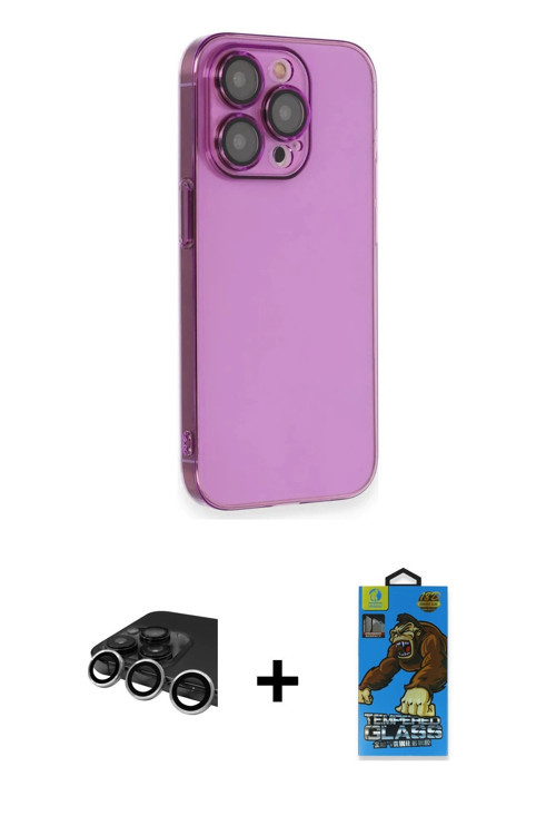 ieg™ iPhone 14 Pro Max Kılıf Siluet Minimal Özel Seri - Siyah 18D Cam Ekran Koruyucu + Gümüş Raze Me
