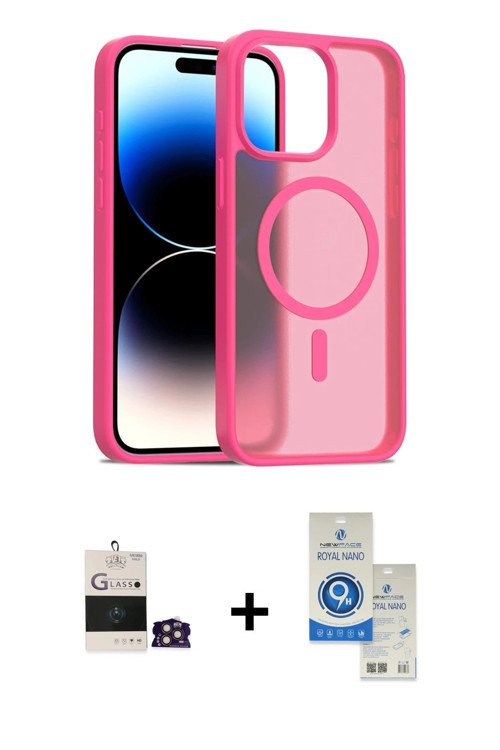 ieg™ iPhone 14 Pro Max Kılıf Siluet Minimal Prime - Şeffaf Royal Nano Ekran Koruyucu + Gold Bilvis T