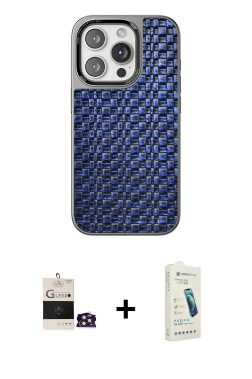 ieg™ iPhone 14 Pro Max Kılıf Siluet Form Serisi - Şeffaf Pasifik Cam Ekran Koruyucu + Gold Bilvis Ti