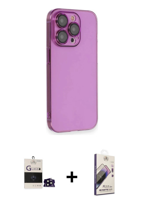 ieg™ iPhone 14 Pro Max Kılıf Siluet Minimal Özel Seri - Siyah Bilvis 3D Mat Cam Ekran Koruyucu + Siy