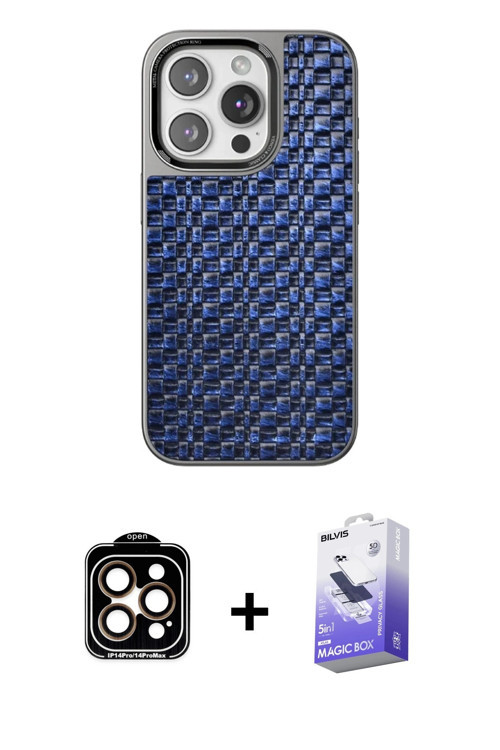 ieg™ iPhone 14 Pro Max Kılıf Siluet Form Serisi - Siyah Bilvis 5in1 5D Magic Hayalet Cam Ekran Koruy