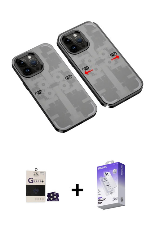 ieg™ iPhone 14 Pro Max Kılıf Ufuk Doku Prime - Siyah Bilvis 5in1 3D Magic Cam Ekran Koruyucu + Derin