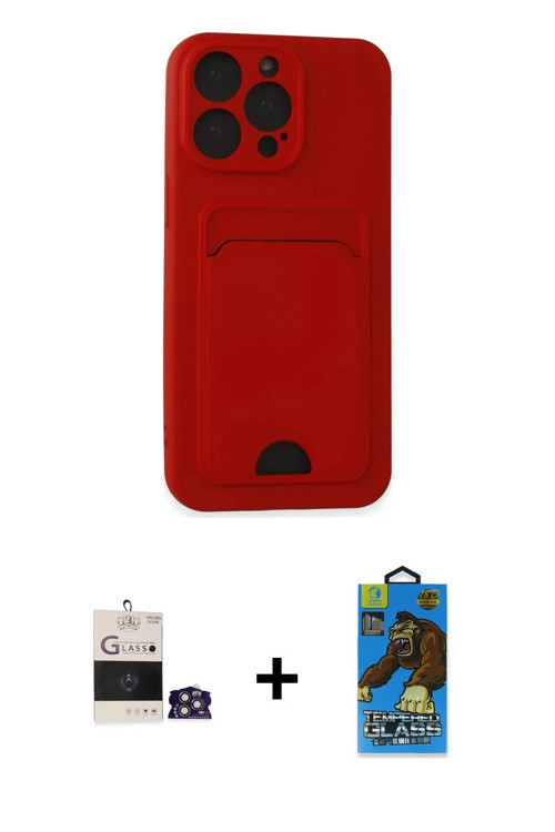 ieg™ iPhone 14 Pro Max Kılıf Vadi Çizgi Prime - Siyah 18D Cam Ekran Koruyucu + Gümüş Bilvis Titan Ka