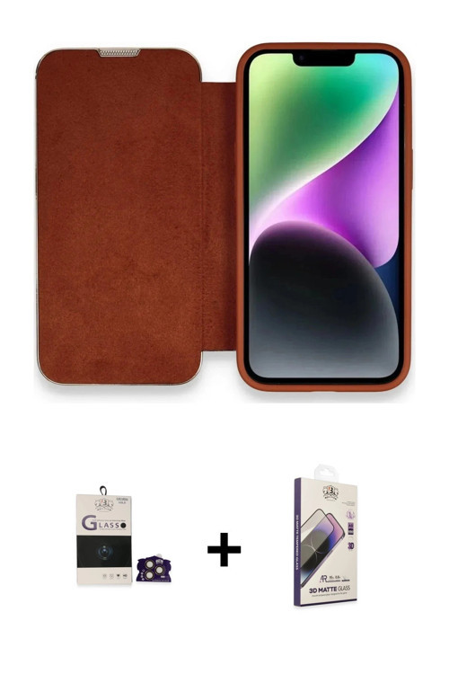 ieg™ iPhone 14 Pro Max Kılıf Siluet Minimal Serisi - Siyah Bilvis 3D Mat Cam Ekran Koruyucu + Gold B