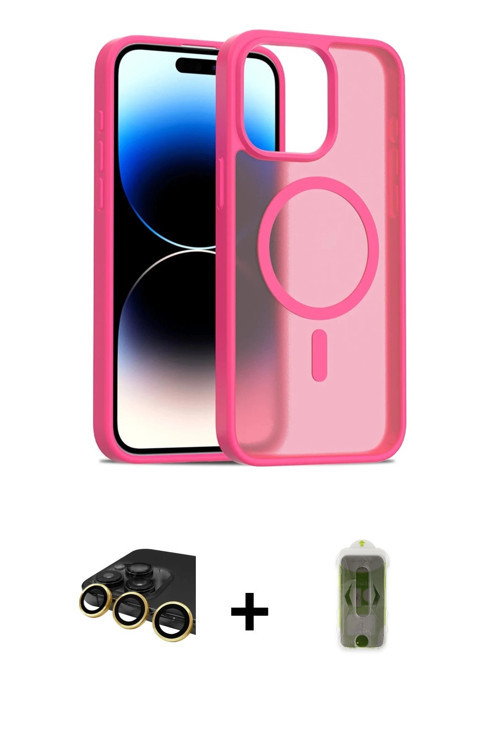 ieg™ iPhone 14 Pro Max Kılıf Siluet Minimal Prime - Siyah Joko Magic 5D Hayalet Cam + Gold Raze Meta