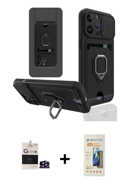 ieg™ iPhone 14 Pro Max Kılıf Vadi Form Prime - Siyah 6D Mat Seramik Hayalet Nano Ekran Koruyucu + De