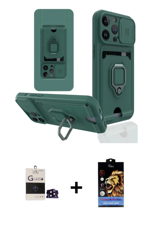 ieg™ iPhone 14 Pro Max Kılıf Vadi Form Prime - Siyah Buffer Hayalet Cam Ekran Koruyucu + Siyah Bilvi