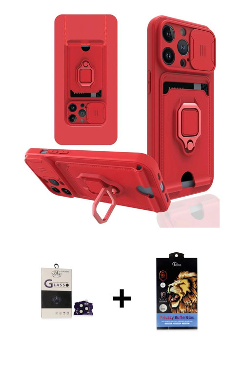 ieg™ iPhone 14 Pro Max Kılıf Vadi Form Prime - Siyah Buffer Hayalet Cam Ekran Koruyucu + Siyah Bilvi