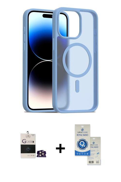 ieg™ iPhone 14 Pro Max Kılıf Siluet Minimal Prime - Şeffaf Royal Nano Ekran Koruyucu + Gold Bilvis T