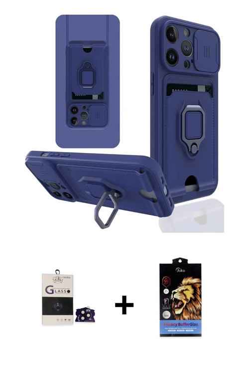 ieg™ iPhone 14 Pro Max Kılıf Vadi Form Prime - Siyah Buffer Hayalet Cam Ekran Koruyucu + Siyah Bilvi