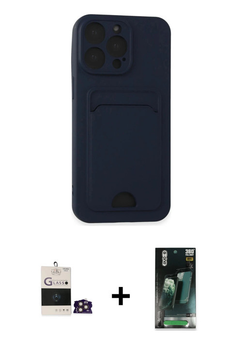 ieg™ iPhone 14 Pro Max Kılıf Vadi Çizgi Prime - Siyah 360 Mat Full Body Arka Koruyucu + Gold Bilvis