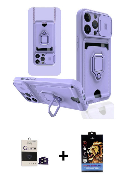 ieg™ iPhone 14 Pro Max Kılıf Vadi Form Prime - Siyah Buffer Hayalet Cam Ekran Koruyucu + Siyah Bilvi