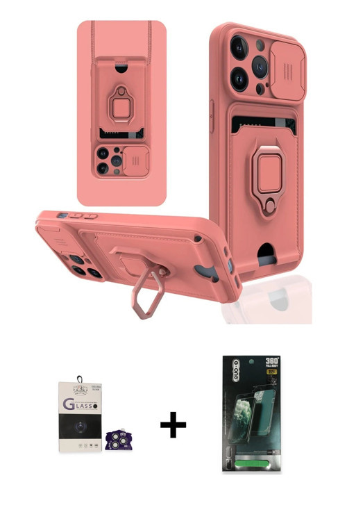 ieg™ iPhone 14 Pro Max Kılıf Vadi Form Prime - Siyah 360 Mat Full Body Arka Koruyucu + Gümüş Bilvis