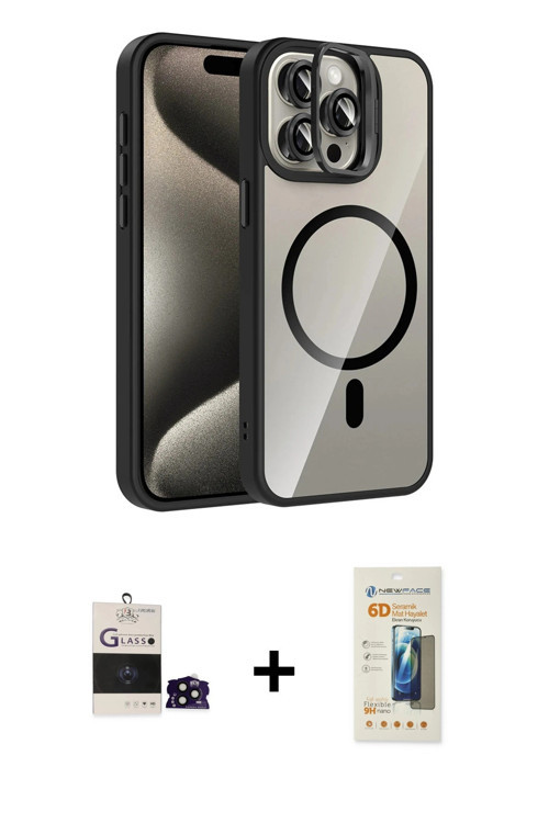 ieg™ iPhone 14 Pro Max Kılıf Yadigar Asil Koleksiyonu - Siyah 6D Mat Seramik Hayalet Nano Ekran Koru