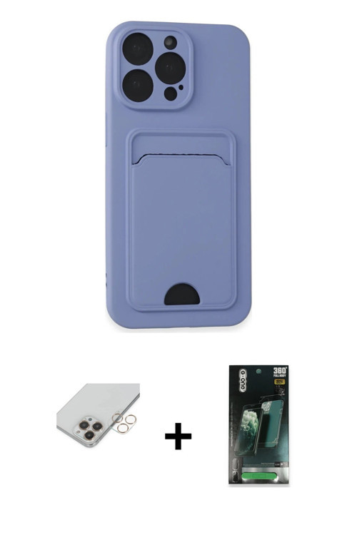 ieg™ iPhone 14 Pro Max Kılıf Vadi Çizgi Prime - Siyah 360 Mat Full Body Arka Koruyucu + Gold Band Me