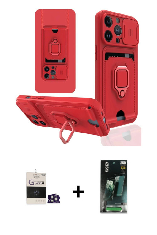 ieg™ iPhone 14 Pro Max Kılıf Vadi Form Prime - Siyah 360 Mat Full Body Arka Koruyucu + Gümüş Bilvis