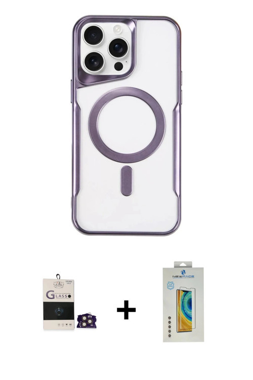 ieg™ iPhone 14 Pro Max Kılıf Yadigar Klasik Özel Seri - Siyah Polymer Nano Ekran Koruyucu + Gold Bil