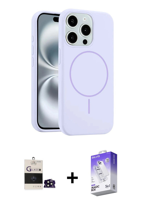 ieg™ iPhone 14 Pro Max Kılıf Yankı Form Serisi - Siyah Bilvis 5in1 3D Magic Cam Ekran Koruyucu + Siy