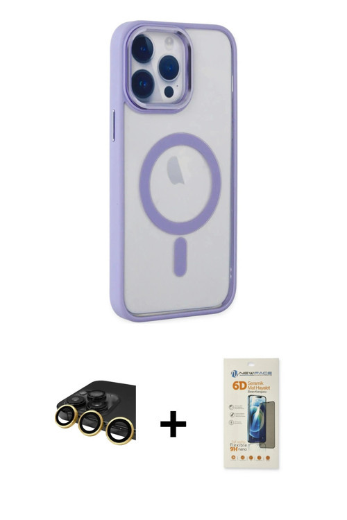 ieg™ iPhone 14 Pro Max Kılıf Yankı Işık Özel Seri - Siyah 6D Mat Seramik Hayalet Nano Ekran Koruyucu