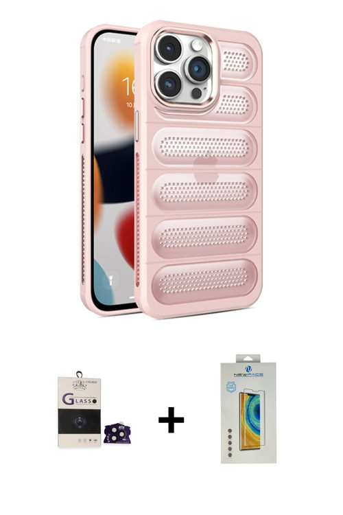 ieg™ iPhone 14 Pro Max Kılıf Yadigar Doku Özel Seri - Siyah Polymer Nano Ekran Koruyucu + Siyah Bilv