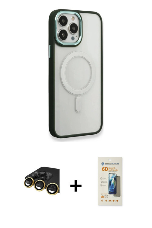 ieg™ iPhone 14 Pro Max Kılıf Yankı Işık Özel Seri - Siyah 6D Mat Seramik Hayalet Nano Ekran Koruyucu