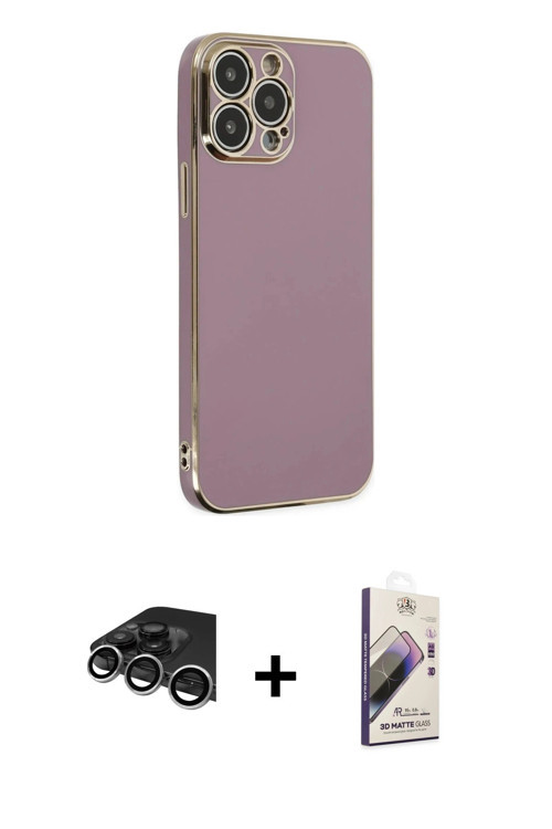 ieg™ iPhone 14 Pro Max Kılıf Yankı Serisi - Siyah Bilvis 3D Mat Cam Ekran Koruyucu + Gümüş Raze Meta