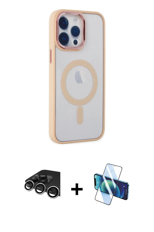 ieg™ iPhone 14 Pro Max Kılıf Yankı Işık Özel Seri - Siyah 3D Antistatik Cam Ekran Koruyucu + Gümüş R